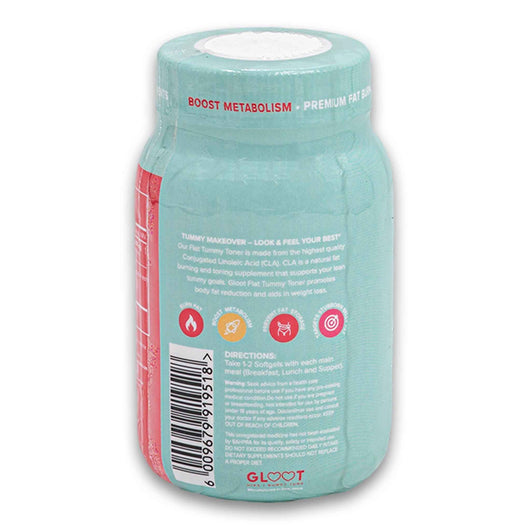 Gloot - Hips Bums & Tums, Flat Tummy Toner Stimulant Free CLA Softgels Weight loss Support 60 Pack - Cosmetic Connection