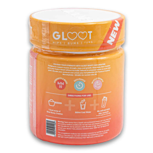 Gloot - Hips Bums & Tums, Booty Gain Creatine with added Branch Chain Amino Acids Pink Lemonade 120g - Cosmetic Connection