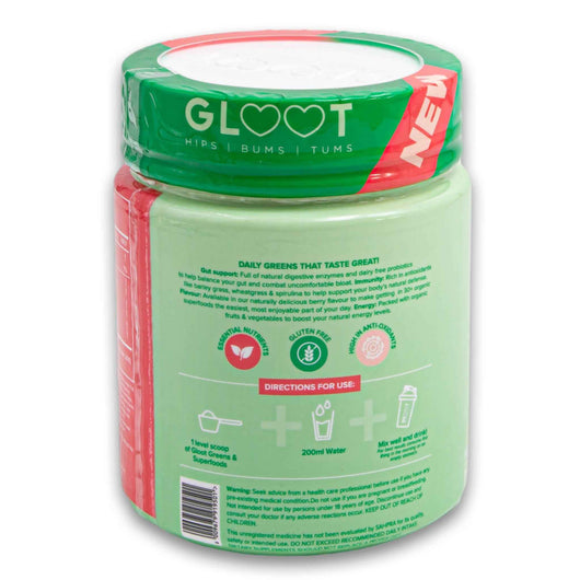 Gloot - Hips Bums & Tums, Green & Superfoods Digestion Bloating & Immunity Lemon Lime 180g - Dietary Supplement - Cosmetic Connection