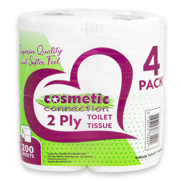 Toilet Tissue Paper 2 Ply 4 Pack | 200 Sheets – Superior Quality Soft Texture & Gentle Comfort