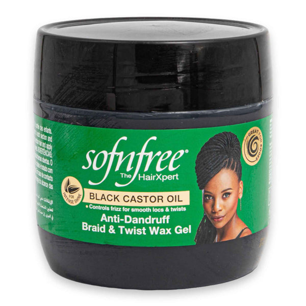 Black Castor Oil Anti-Dandruff Braid & Twist Wax Gel 1L | Frizz Control Smooth Locs & Defined Twists