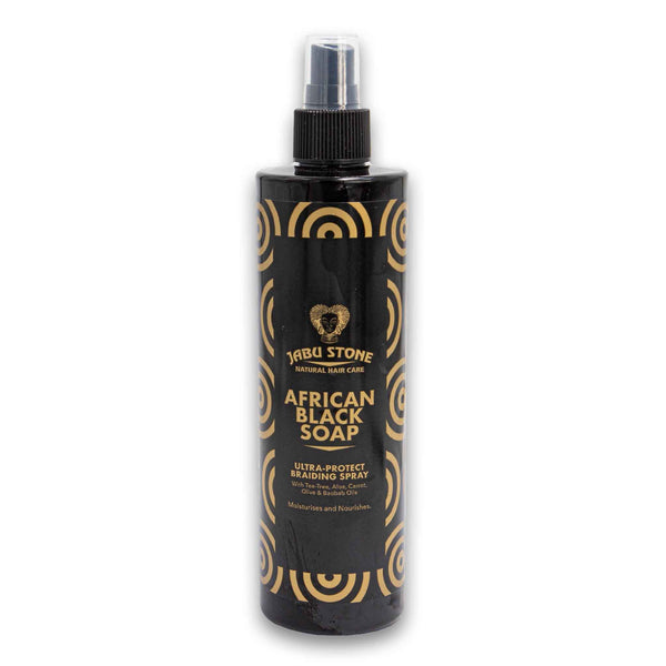 Jabu Stone, African Black Soap Ultra-Protect Braiding Spray 250ml | With Tea Tree Aloe Carrot Olive & Baobab Oils – Moisturises & Nourishes - Cosmetic Connection