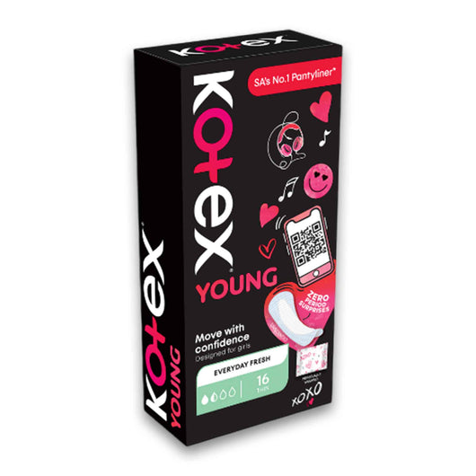 Kotex, Young Everyday Fresh Pantyliners 16 Pack | Thin & Comfortable Daily Protection for Teens – Stay Fresh & Confident - Cosmetic Connection