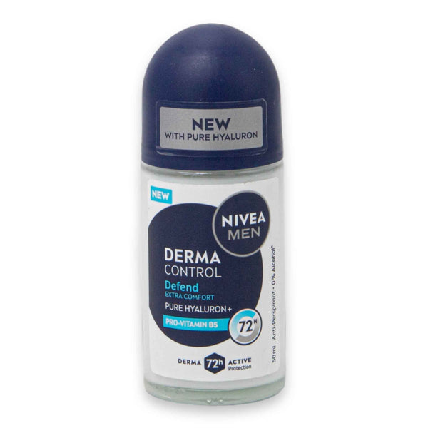 Nivea, Derma Control Roll-On for Men 50ml | With Pure Hyaluron & Pro-Vitamin B5 – 72Hr Protection Extra Comfort & Skin Defense - Cosmetic Connection