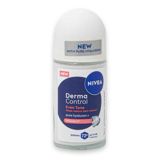 Nivea, Derma Control Roll-On for Women 50ml | With Pure Hyaluron & Vitamin C – 72Hr Protection Even Tone & Dark Mark Reduction - Cosmetic Connection