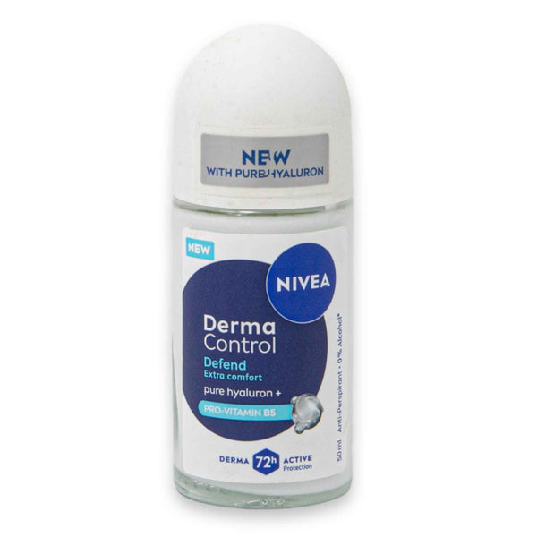 Nivea, Derma Control Roll-On for Women 50ml | With Pure Hyaluron & Pro-Vitamin B5 – 72Hr Protection Extra Comfort & Skin Defense - Cosmetic Connection