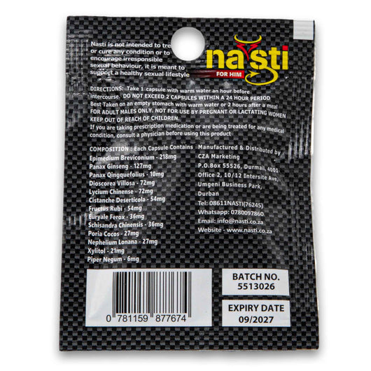 Nasti, Herbal Ultimate Power Male Enhancement Capsule for Him | Supports Healthy Erections & Boosts Vitality - Cosmetic Connection