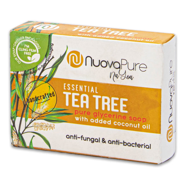 Nuova Pure, Tea Tree Glycerine Soap 100g | Anti-Fungal & Anti-Bacterial Cleansing Bar with Coconut Oil – Handcrafted for Clear Healthy Skin - Cosmetic Connection