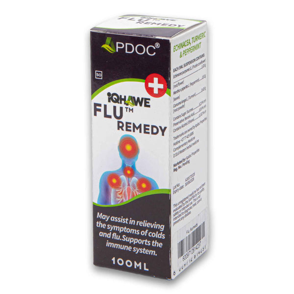 Flu Remedy Syrup 100ml | Helps Relieve Cold & Flu Symptoms with Echinacea Turmeric & Peppermint – Supports Immune System