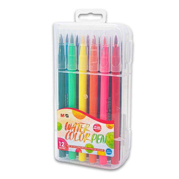 Watercolor Pen Set | 12 Vibrant Brush Markers – Smooth Fibre Tip for Drawing Colouring & Creative Art