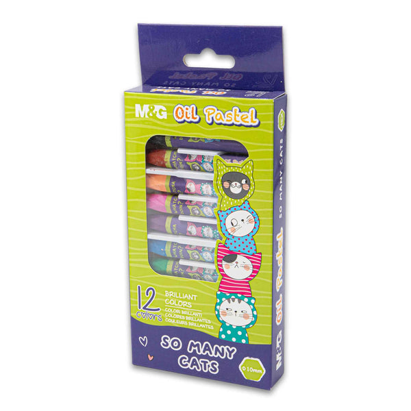 Oil Pastel 10mm Set 12 Colours | Brilliant Smooth Colours – So Many Cats Edition for Creative Fun