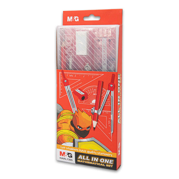 All In One Mathematical Set | Complete Geometry Kit with Compass Ruler Protractor & Pencil – Ideal for Students