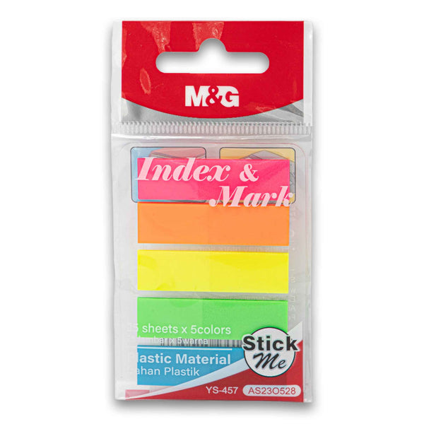 Index & Mark Sticky Notes | 5 Colours x 25 Sheets – Durable Plastic Tabs for Easy Page Marking & Organization