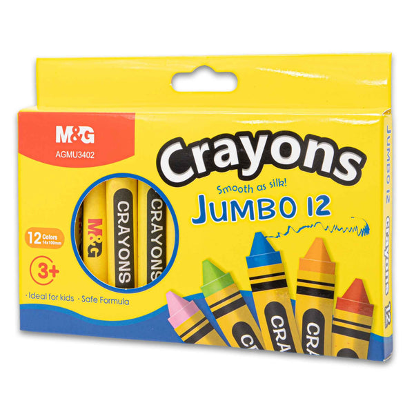 Jumbo Crayons 12 Colours | Smooth as Silk – Safe Non-Toxic & Ideal for Kids Ages 3+