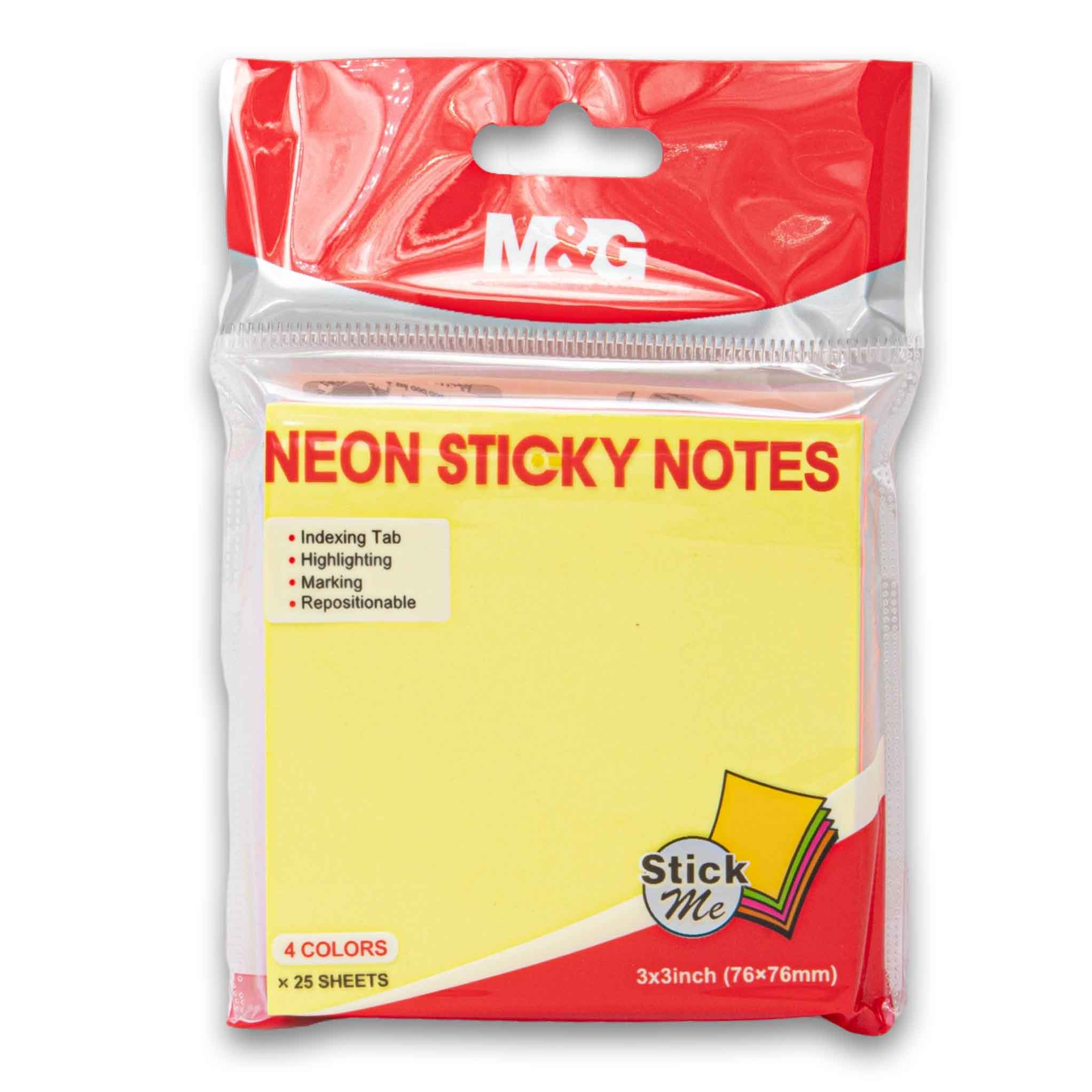 Sticky Notes 76x76mm Neon Repositionable 4 Colours – Cosmetic Connection