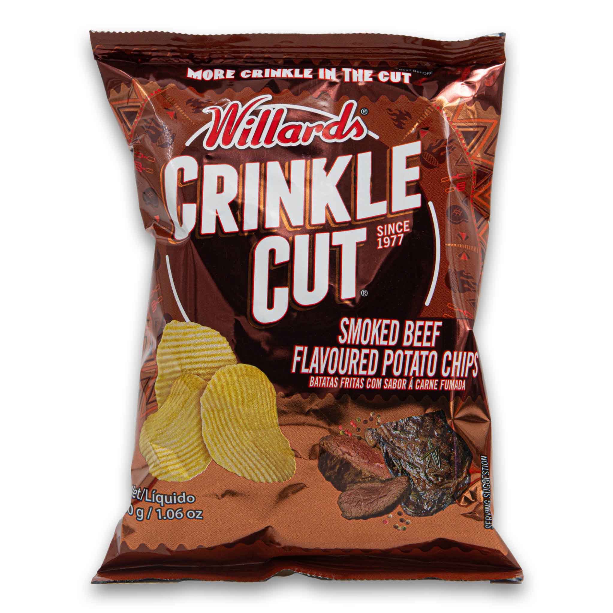 Crinkle Cut Smoked Beef Flavoured Potato Chips 30g | Crunchy Ridge-Cut ...