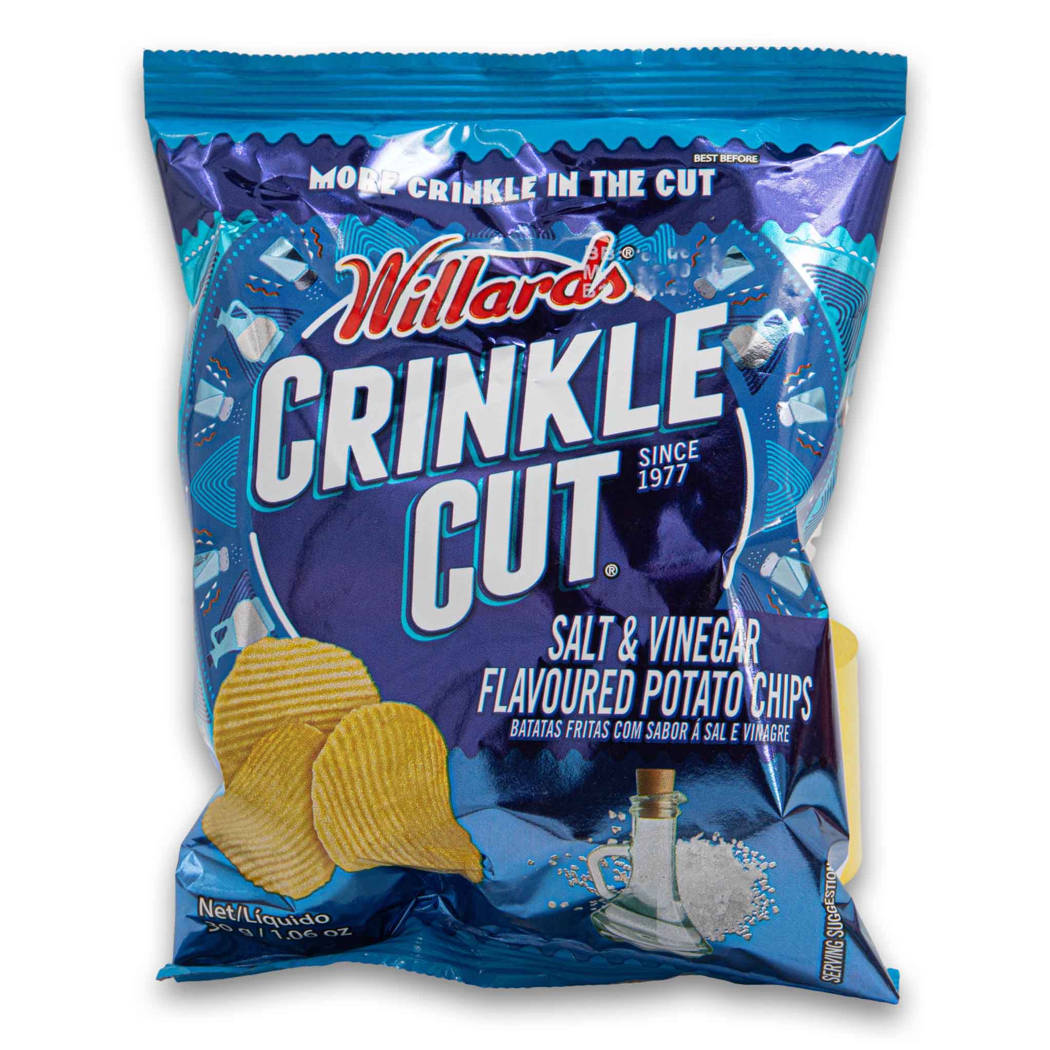 Crinkle Cut Salt & Vinegar Flavoured Potato Chips 30g | Crunchy Ridge ...