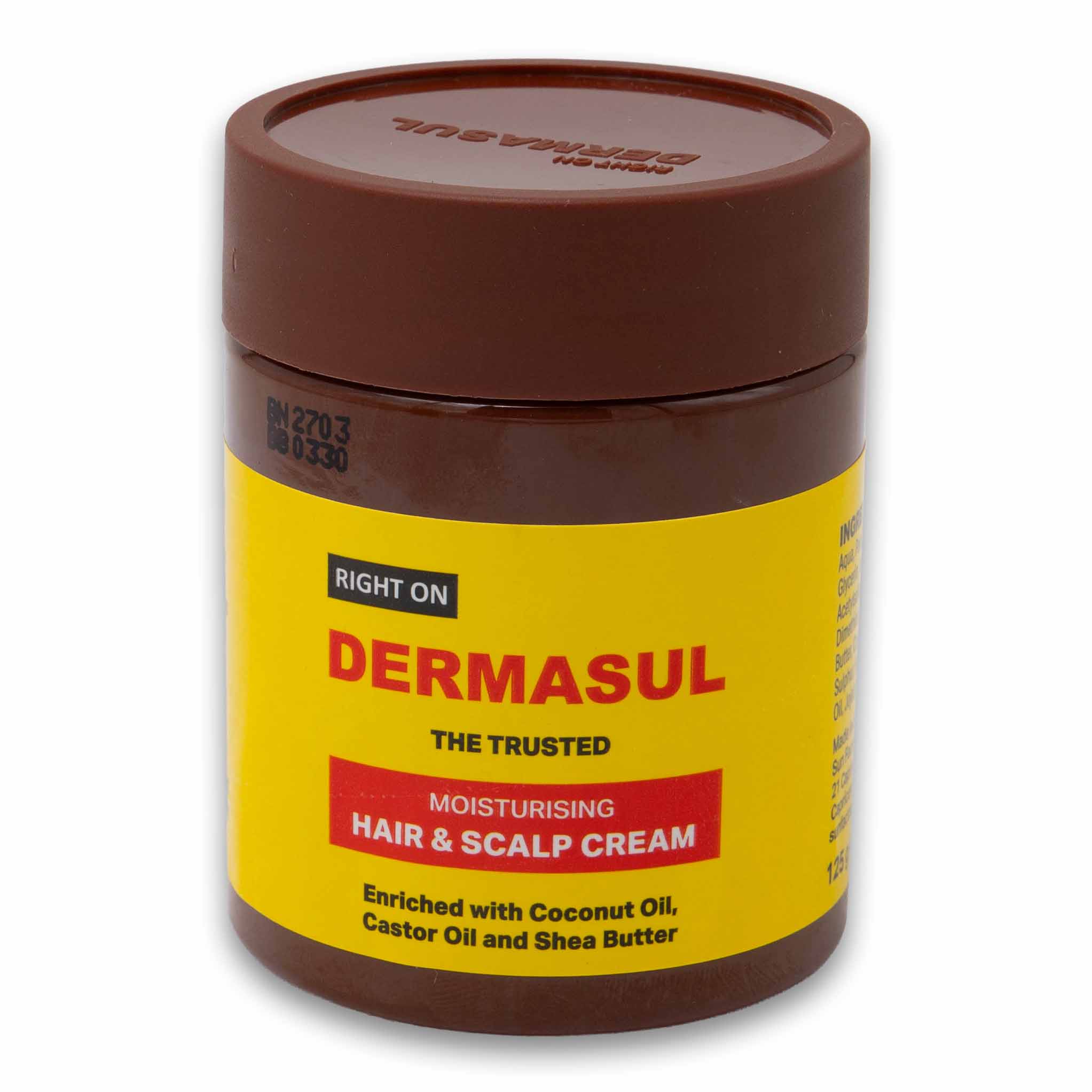 Dermasul Moisturising Hair & Scalp Cream 125g | Coconut Oil Castor Oil ...
