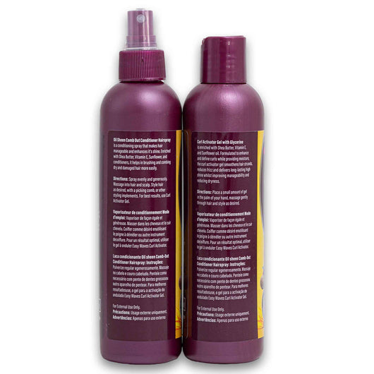 Easy Waves, Oil Sheen Comb Out Conditioner Hairspray 250ml + Curl Activator Gel with Glycerine 250ml - Cosmetic Connection