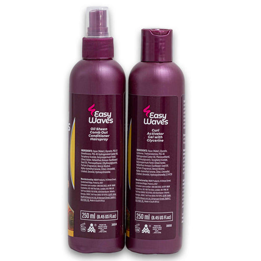 Easy Waves, Oil Sheen Comb Out Conditioner Hairspray 250ml + Curl Activator Gel with Glycerine 250ml - Cosmetic Connection