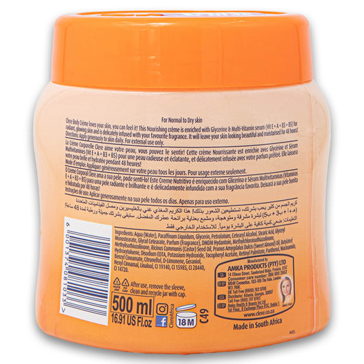 Clere, Nourishing Body Creme Glycerine & Multi-Vitamin Serum 500ml - Cosmetic Connection