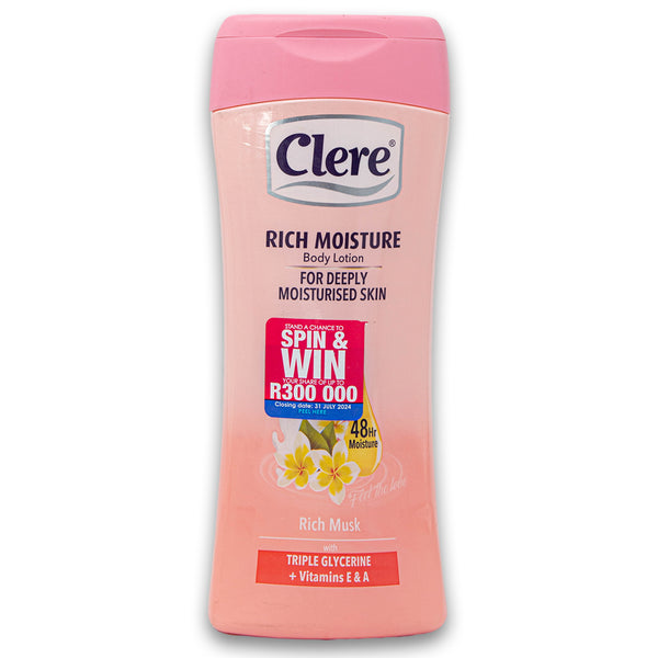 Clere, Rich Moisture Body Lotion Triple Glycerine + Vitamins E & A 400ml - Cosmetic Connection