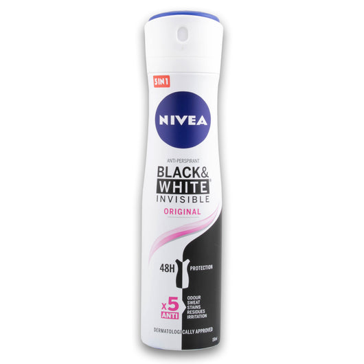 Nivea, Black & White Invisible Anti-perspirant Original 48H Protection Deodorant Spray 150ml - Cosmetic Connection