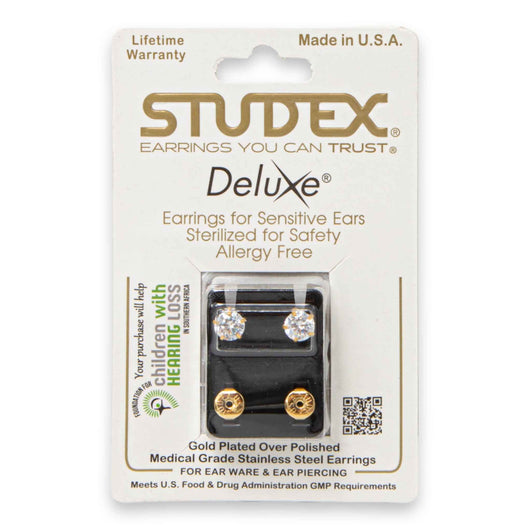 Studex, Deluxe 24K Gold Plated Medical Grade Stainless Steel Earrings | Sterilized Allergy-Free & Safe for Sensitive Ears - Cosmetic Connection