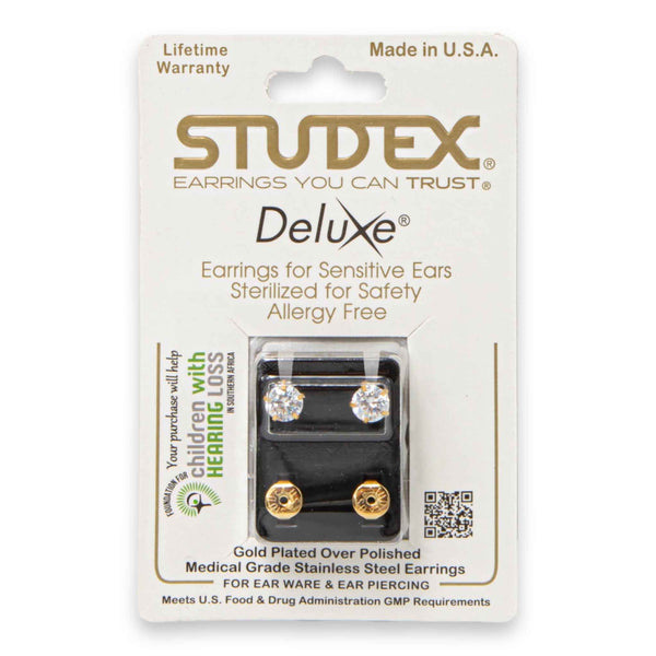 Studex, Deluxe 24K Gold Plated Medical Grade Stainless Steel Earrings | Sterilized Allergy-Free & Safe for Sensitive Ears - Cosmetic Connection