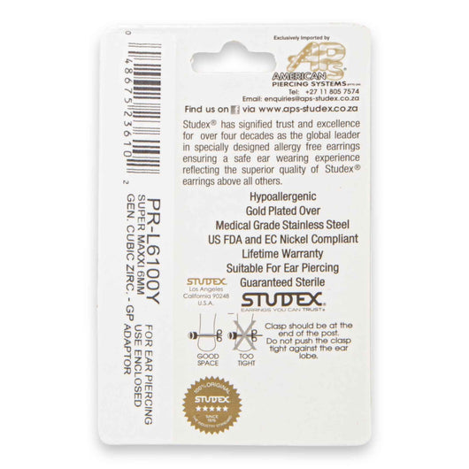 Studex, Deluxe 24K Gold Plated Medical Grade Stainless Steel Earrings | Sterilized Allergy-Free & Safe for Sensitive Ears - Cosmetic Connection