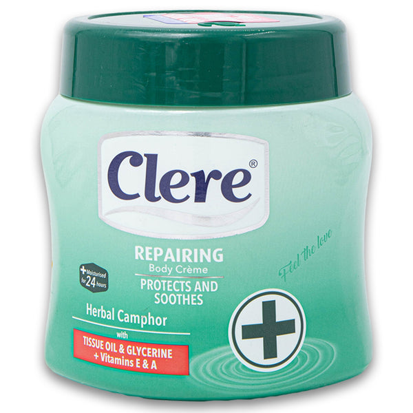 Clere, Repairing Body Creme Herbal Camphor Tissue Oil & Glycerine + Vitamins E & A 500ml - Cosmetic Connection