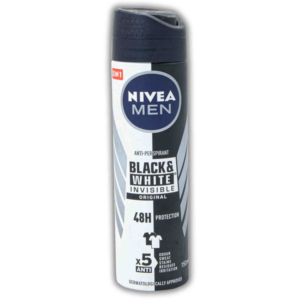 Nivea, Men Black & White Deodorant Spray 150ml - Cosmetic Connection