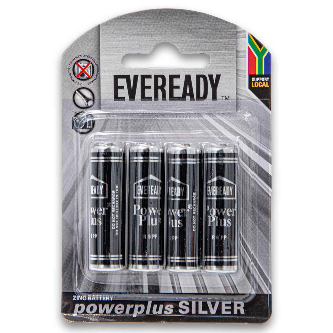 Eveready Batteries, Zinc Battery Powerplus Silver AA 4 Pack - Cosmetic Connection