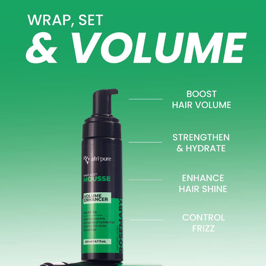 Afri Pure, Wrap & Set Mousse Volume Enhancer Infused Rosemary + Mint 200ml - Cosmetic Connection