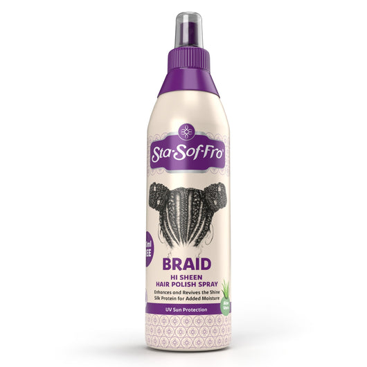 Sta-Sof-Fro, Braid Hi Sheen Hair Polish Spray Enhances and Revives the Shine with Aloe Vera 350ml - Cosmetic Connection