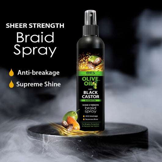Organic Root Stimulator, Olive Oil with Black Castor & Keratin Sheer Strength Braid Spray 250ml - Cosmetic Connection