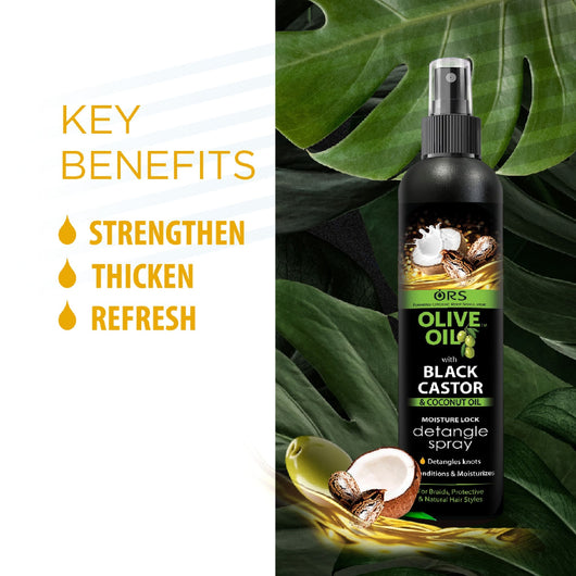 Organic Root Stimulator, Olive Oil with Black Castor & Coconut Oil Moisture Lock Detangle Spray 250ml - Cosmetic Connection