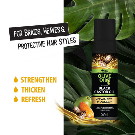 Organic Root Stimulator, Olive Oil infused with Black Castor Oil Wrap/Set Mousse 207ml - Cosmetic Connection