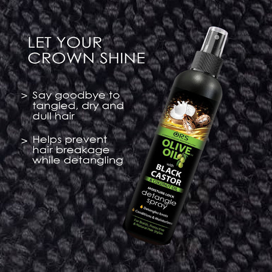 Organic Root Stimulator, Olive Oil with Black Castor & Coconut Oil Moisture Lock Detangle Spray 250ml - Cosmetic Connection