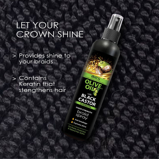 Organic Root Stimulator, Olive Oil with Black Castor & Keratin Sheer Strength Braid Spray 250ml - Cosmetic Connection