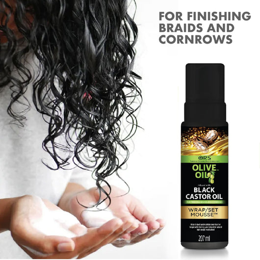 Organic Root Stimulator, Olive Oil infused with Black Castor Oil Wrap/Set Mousse 207ml - Cosmetic Connection