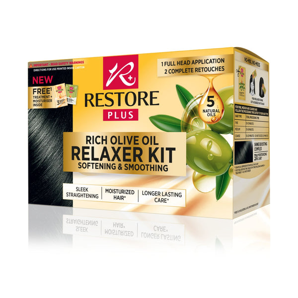 Restore Plus, Rich Olive Oil Relaxer Kit Softening & Smoothing - 1 Full Head - Cosmetic Connection