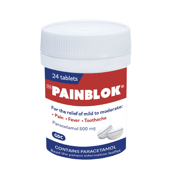 Painblok Paracetamol 500mg for the Relief of Mild Pain Fever or Toothache 24 Tablets