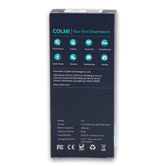 COLMi, Smartwatch Black Edition Round Screen Fitness & Weather Watch (V72-SB) - Cosmetic Connection