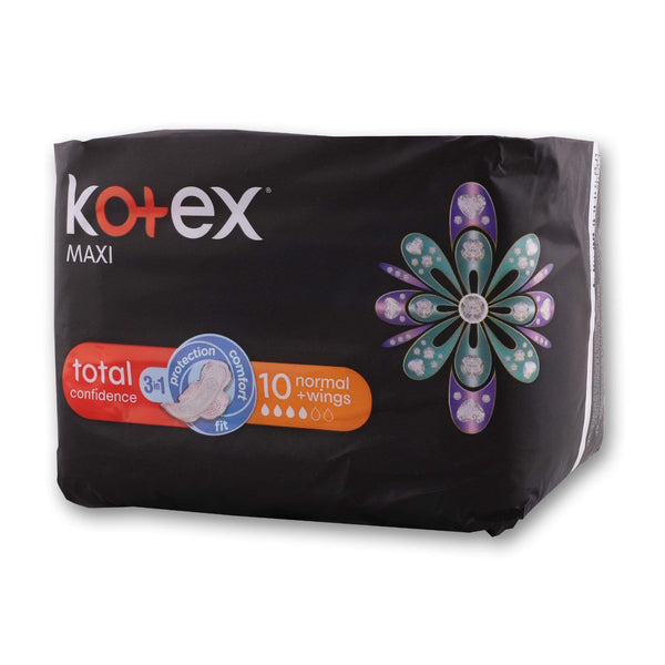 Kotex, Maxi Pads with Wings Normal Flow 10 Pack - Cosmetic Connection