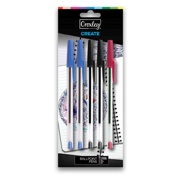 Croxley, Ballpoint Pen Assorted - 5 Colours - Cosmetic Connection