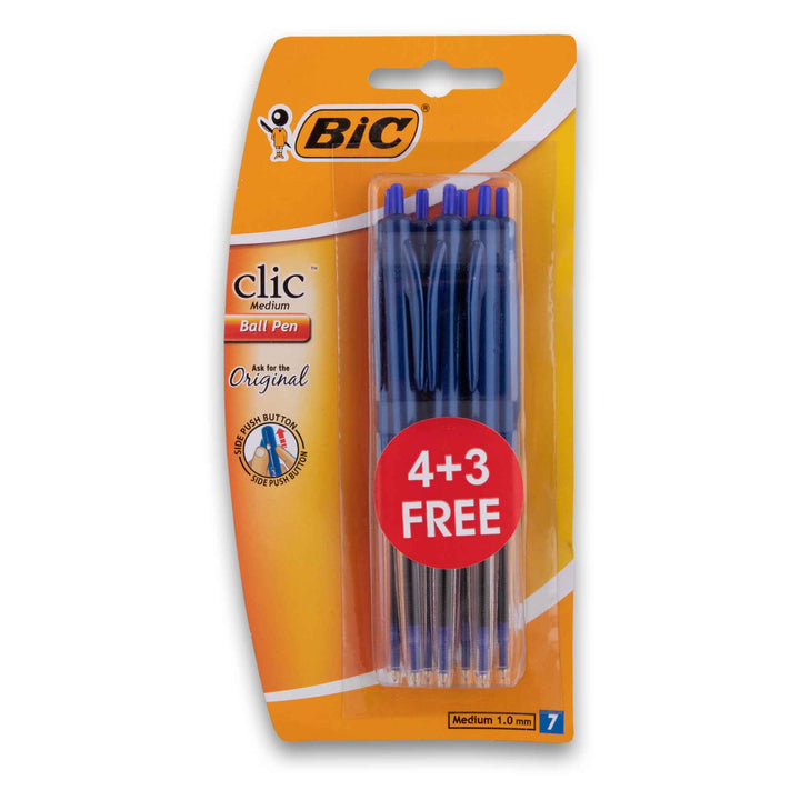 BIC, Click Ball Pen Medium 1mm - 7 Pack - Cosmetic Connection