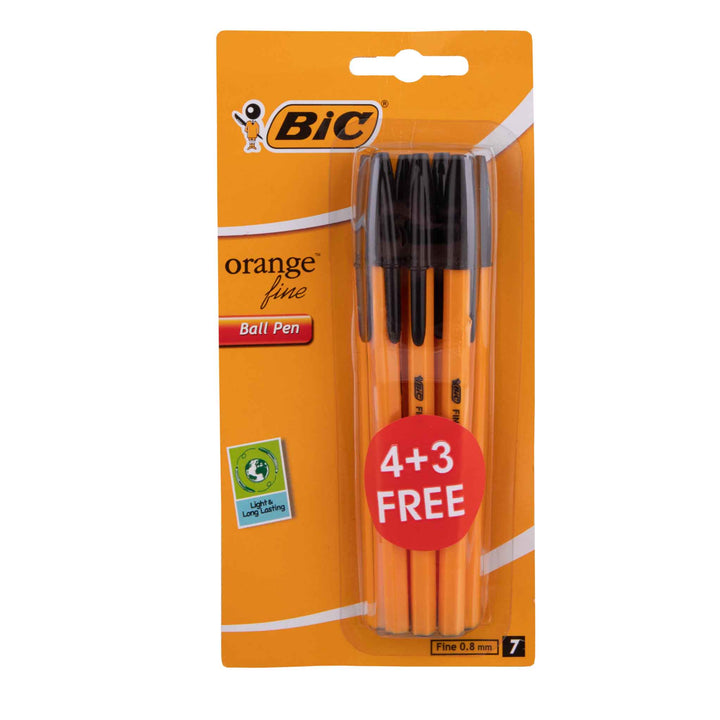 BIC, Orange Ball Pen Fine 0.8mm - 7 Pack - Cosmetic Connection