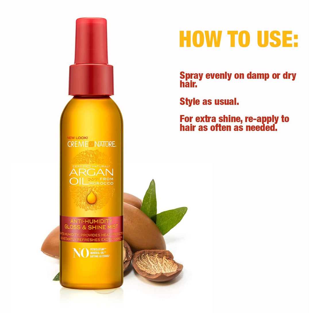 Creme of Nature, Anti-humidity Gloss & Shine Mist 120ml - Argan Oil - Cosmetic Connection