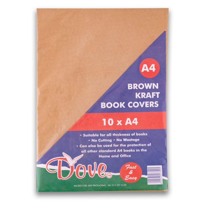 Dove Stationery, Brown Kraft Book Cover A4 - 10 Pack - Cosmetic Connection